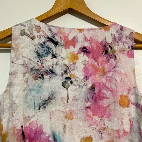 Pure Jill Water Color Floral Sleeveless Linen Midi Dress size Small - Picture 7 of 12